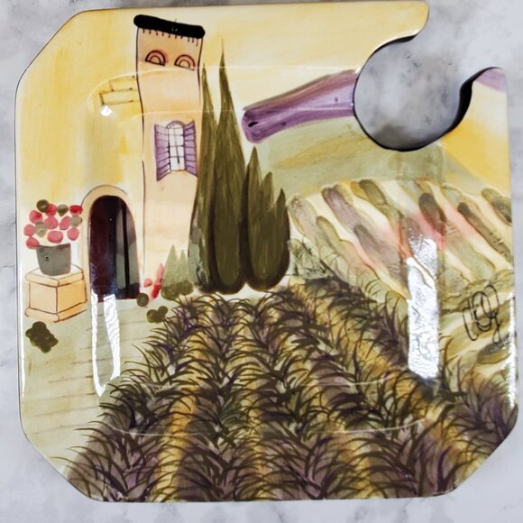 Set of 2 Carrie Olsen Garrard "Villa Provence" Ceramic Wine Plates - Handcrafted - Picture 7 of 8